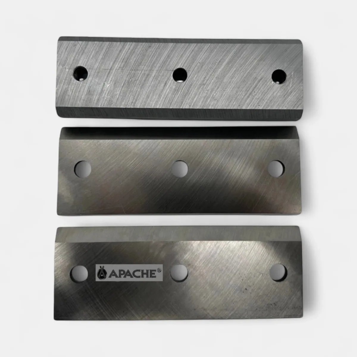 2 x New Wood Chipper Blades and 1 x Anvil Block to Fit Apache Timber Master 65 Pro Chipper