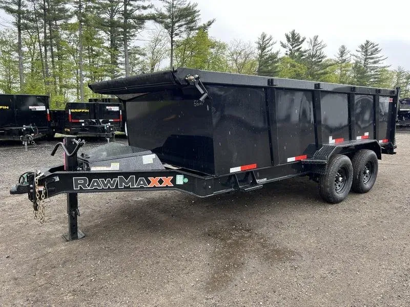 2024 RawMaxx Trailers 7X16 14K Powder Coated Dump w/ Tarp Kit