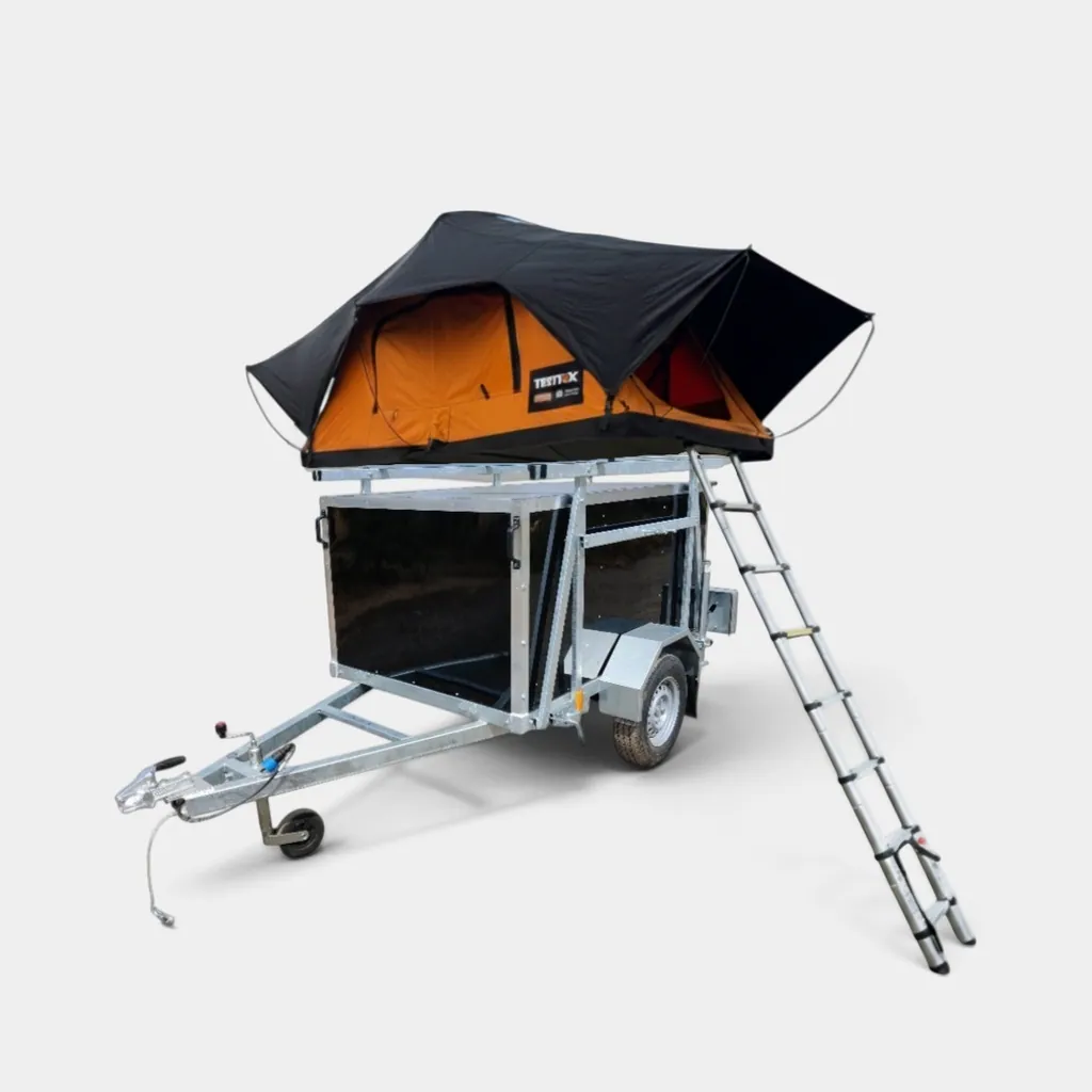 7ft x 4ft Roof Tent Camper Compact 74 Trailer & Rear Loading Door (with TentBox)