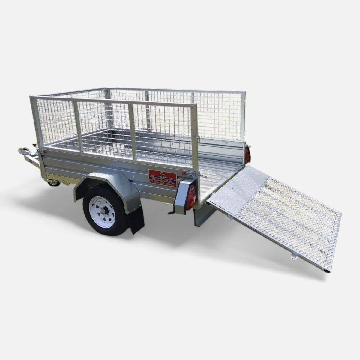 7ft x 4ft Utility Trailer with Rear Loading Ramp & Cage