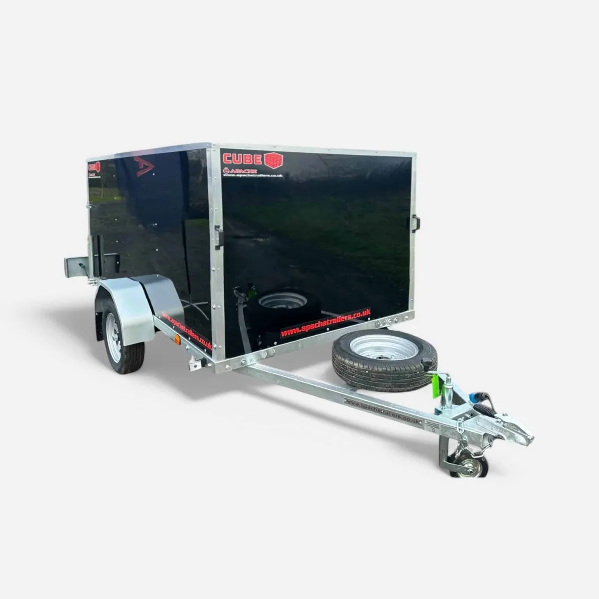 8ft x 4ft Cube MIDI 85 Box Trailer with 4ft Internal Height & Rear Loading Ramp in Black