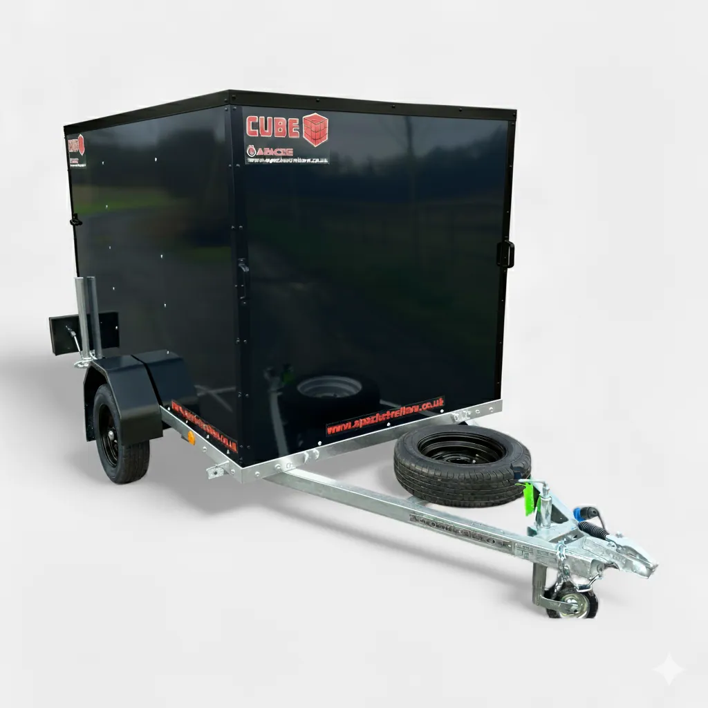 8ft x 5ft Cube Pro 85 Box Trailer with 5ft Internal Height & Rear Loading Ramp – All Black Night Edition