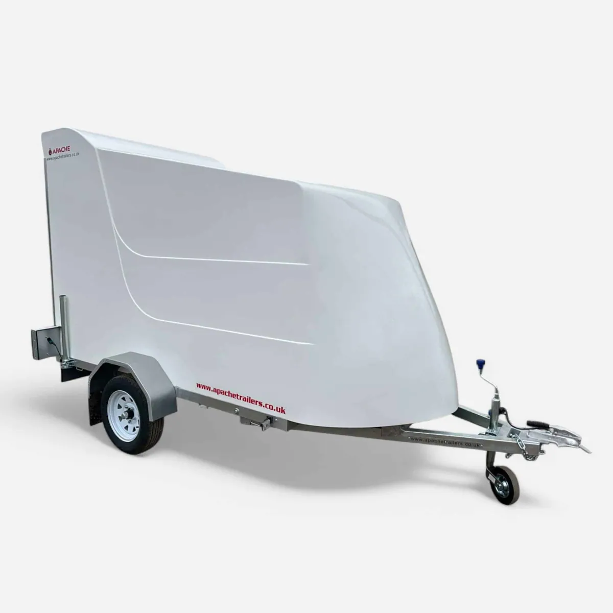 8ft x 5ft GRP / Fiberglass Sports Box Trailer with Rear Loading Ramp in Diamond White