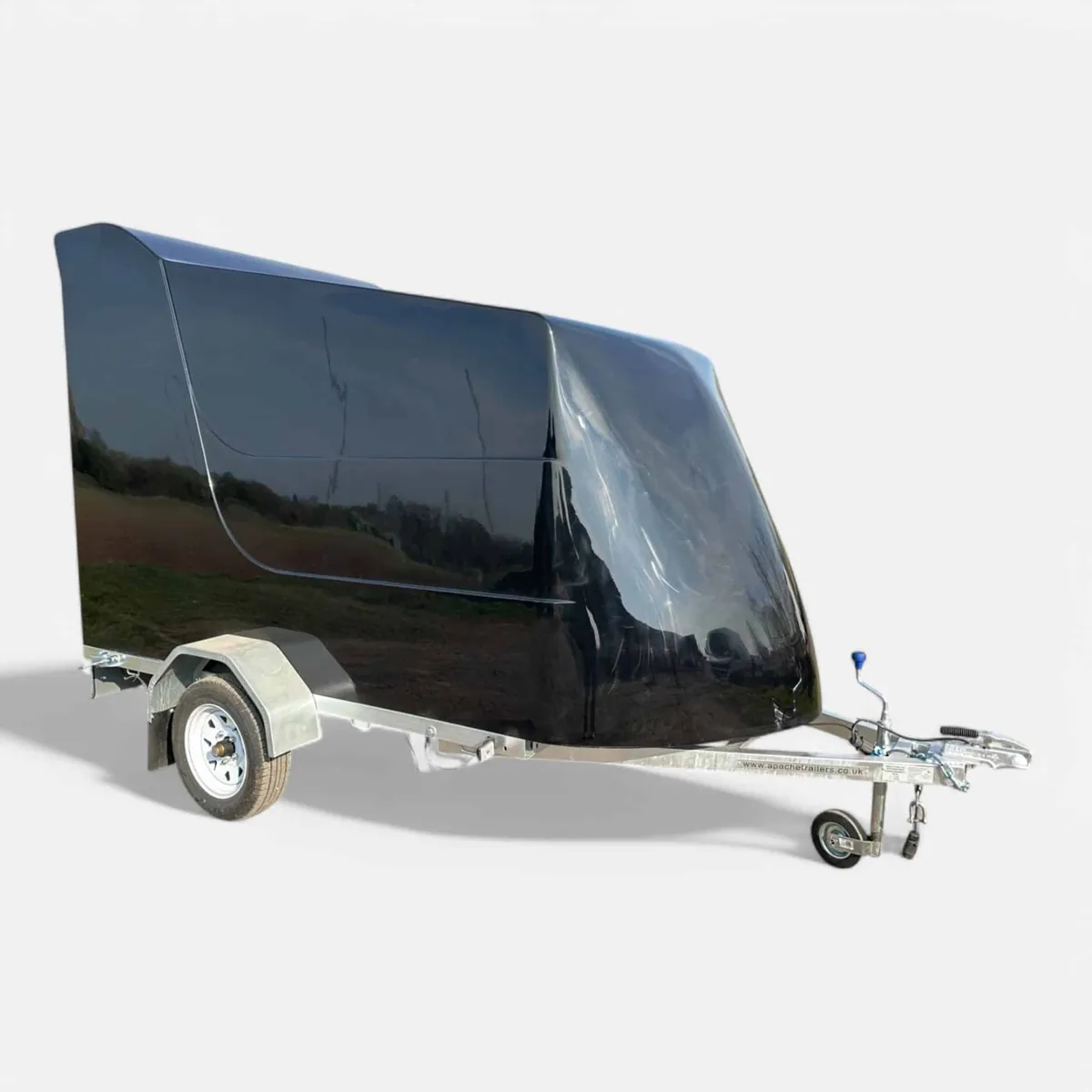 8ft x 5ft GRP / Fiberglass Sports Box Trailer with Rear Loading Ramp in Gloss Black