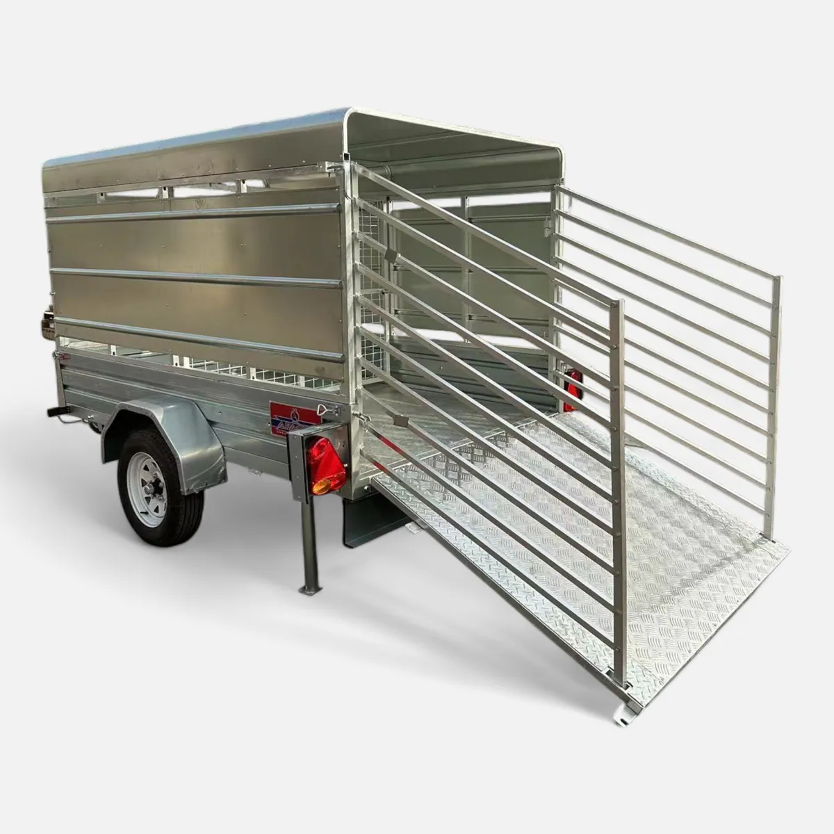 8ft x 5ft Mini Livestock Box Trailer with Fenced Rear Loading Ramp