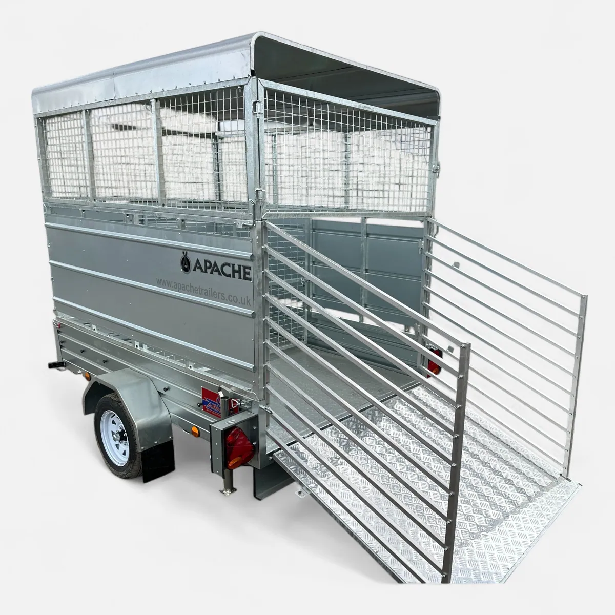 8ft x 5ft Mini Livestock Plus Box Trailer with Fenced Rear Loading Ramp