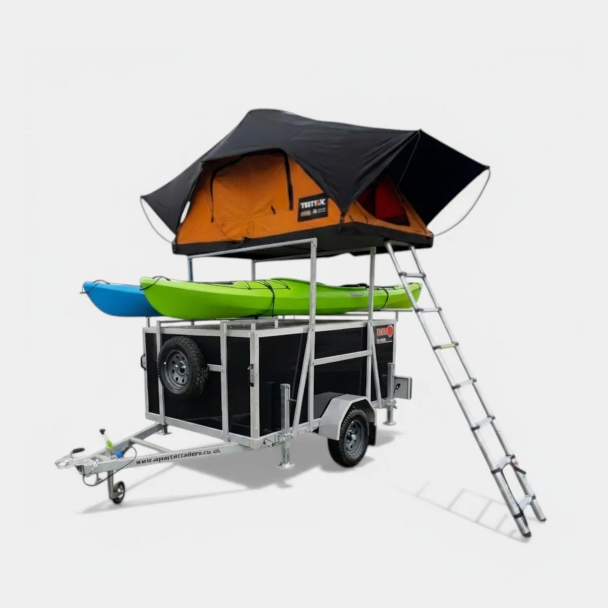 8ft x 5ft Roof Tent AquaOverlander 85 Trailer with Rear Door (with TentBox)