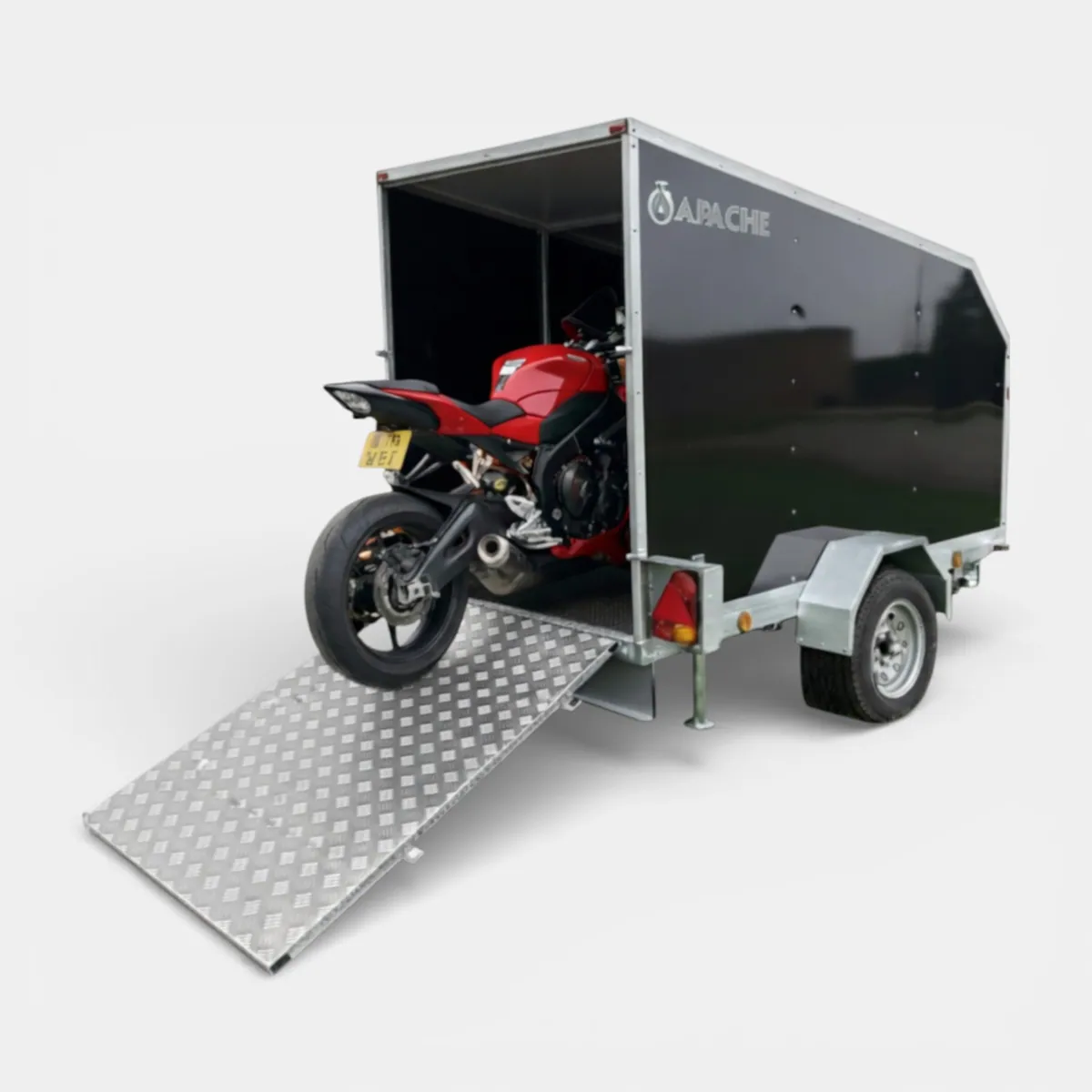 8ft x 5ft Moto Cube Sport 85 Enclosed Motorbike Box Trailer with Aerodynamic Body & Extended Rear Loading Ramp