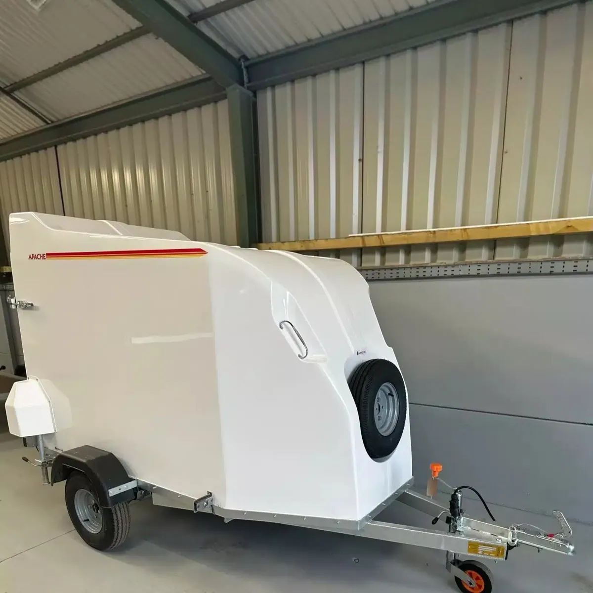 Ex-Demo – 8ft x 4ft GRP Box Trailer with Rear Loading Ramp & Spare Wheel in White
