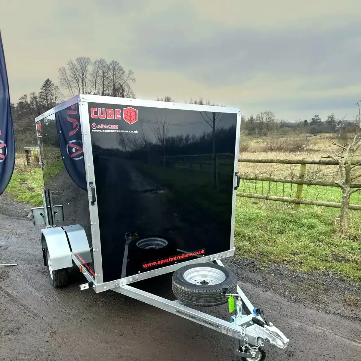 Ex-Demo – 8ft x 5ft Cube 85 Box Trailer with Colour Coded Rear Loading Ramp, Prop Stands & Spare Wheel in Black