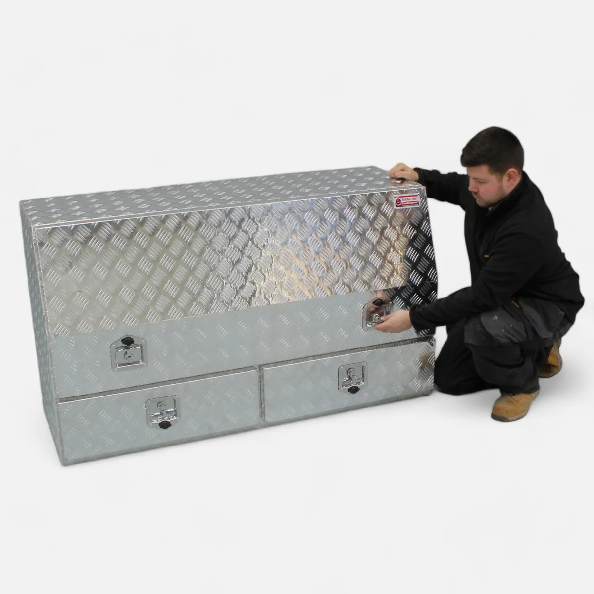 Extra Large Lockable Two Drawer Aluminium Metal Front-Opening Tool Box