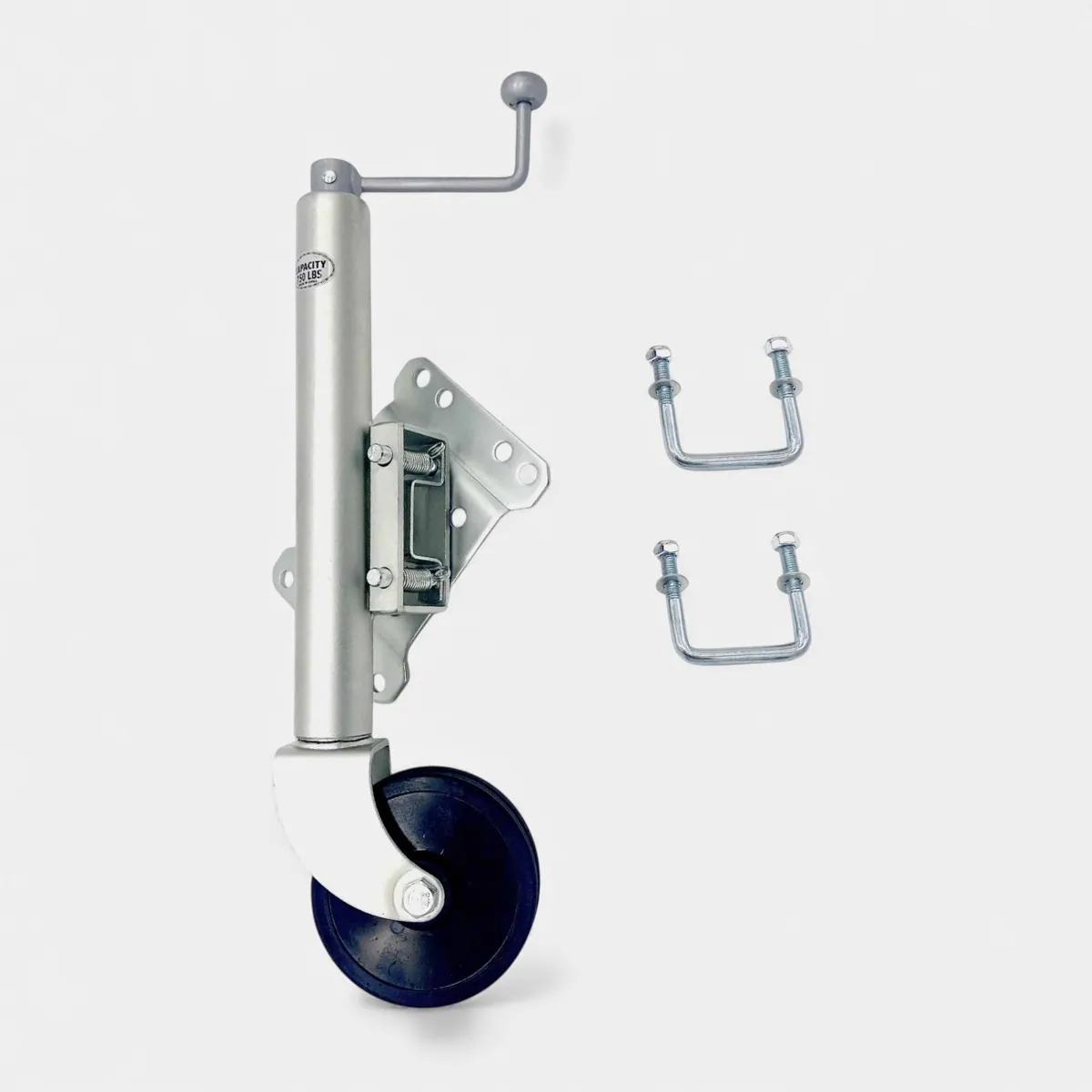 Folding Jockey Wheel for Unbraked Trailers up to 750kg (With Mounting Bracket)