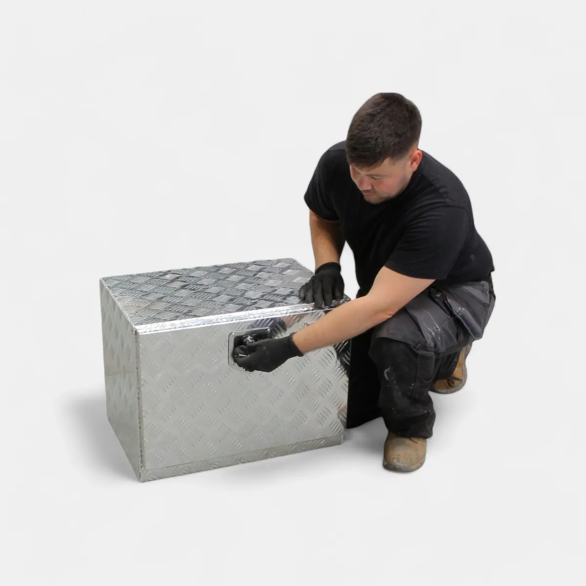 Lockable Aluminium Metal Drop Front Opening Storage Chest Tool Box